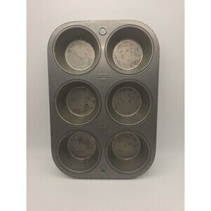 Vintage Ekco Muffin Tin 6 Cups Chicago  T60 Dings, Scuffs, & Scrapes